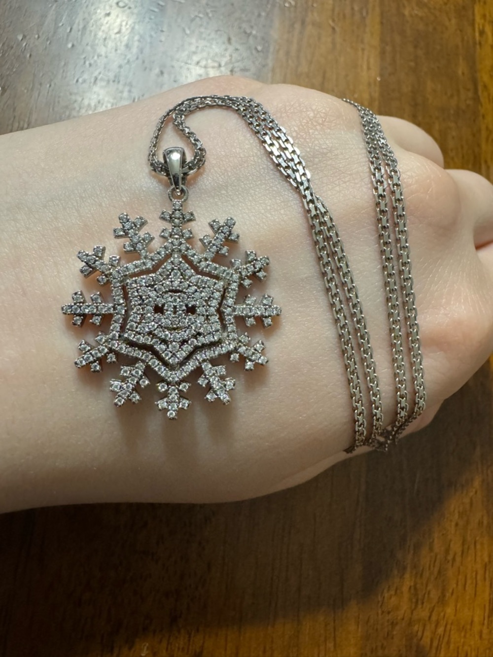 Sterling Silver Snowflake Pendant Necklace - Sparkling White CZ
